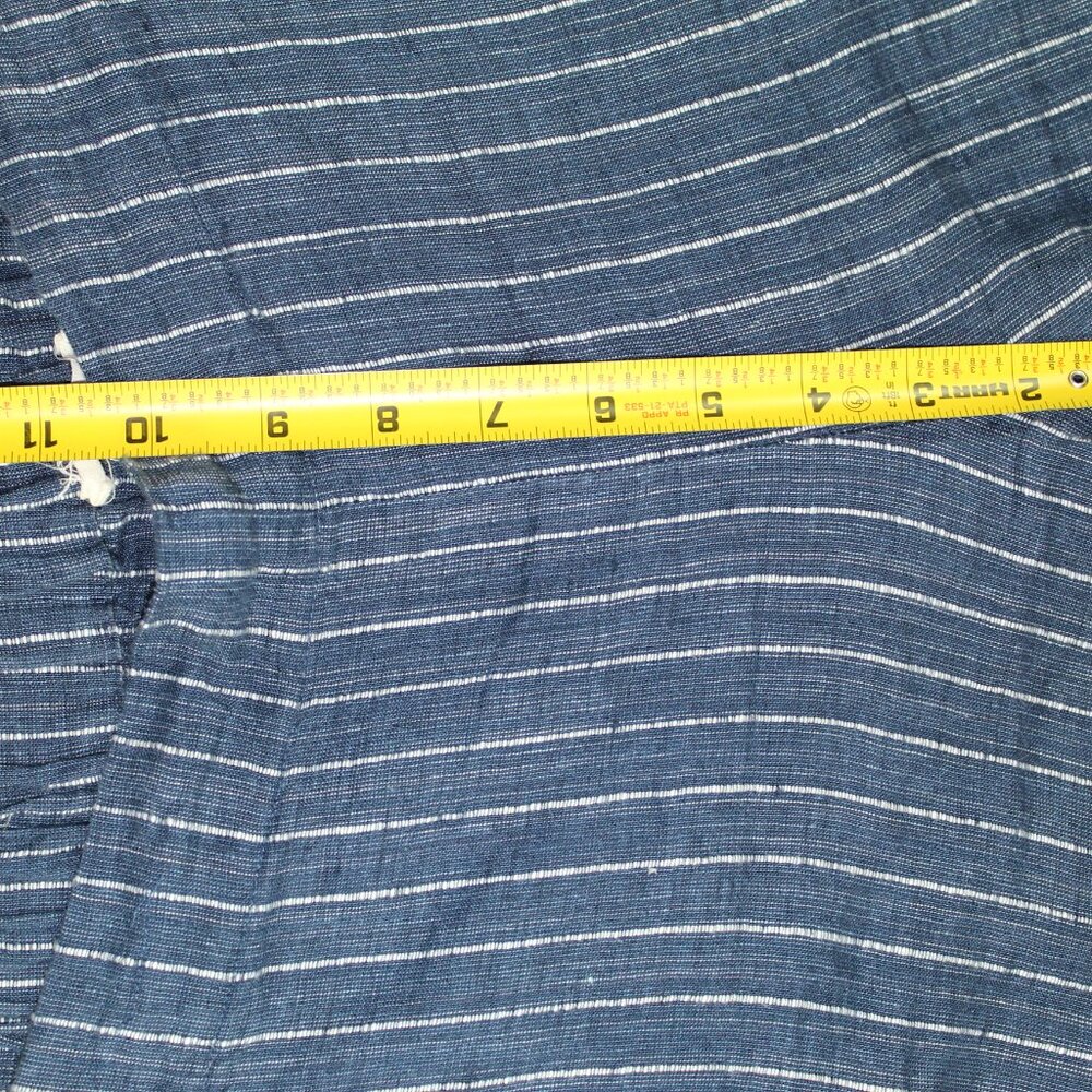 Eileen Fisher Crinkled Organic Linen Sz S Blue and White Striped Chambray Pants - Picture 5 of 6